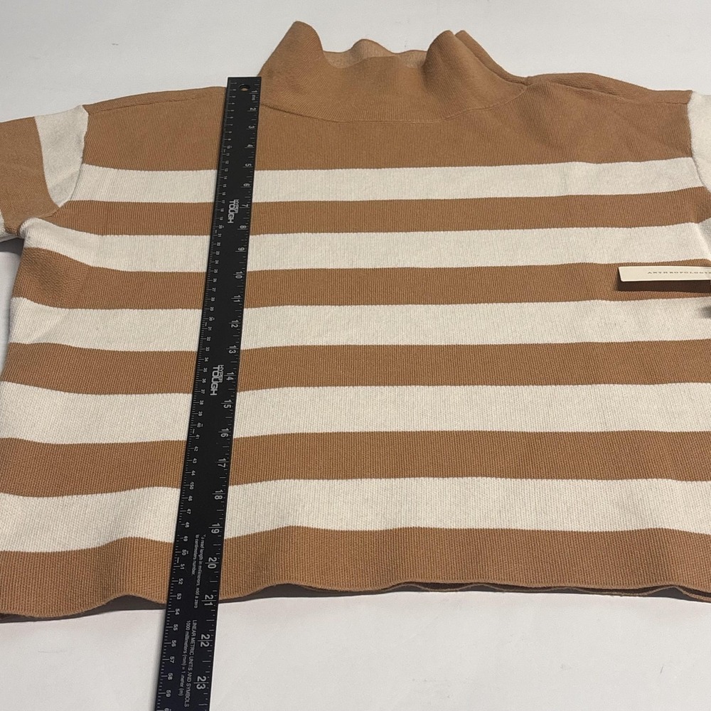 Maeve Anthropologie Sweater Womens XXS Beige Stripe Mock Neck Knit Pullover - Picture 11 of 14
